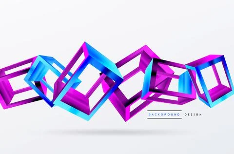 3D cube shapes vector geometric background. Trendy techno business template for Illustrazione stock