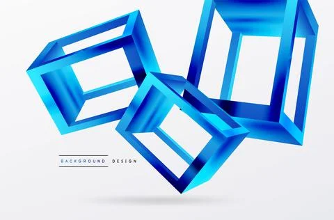 3D cube shapes vector geometric background. Trendy techno business template for Stock Illustration