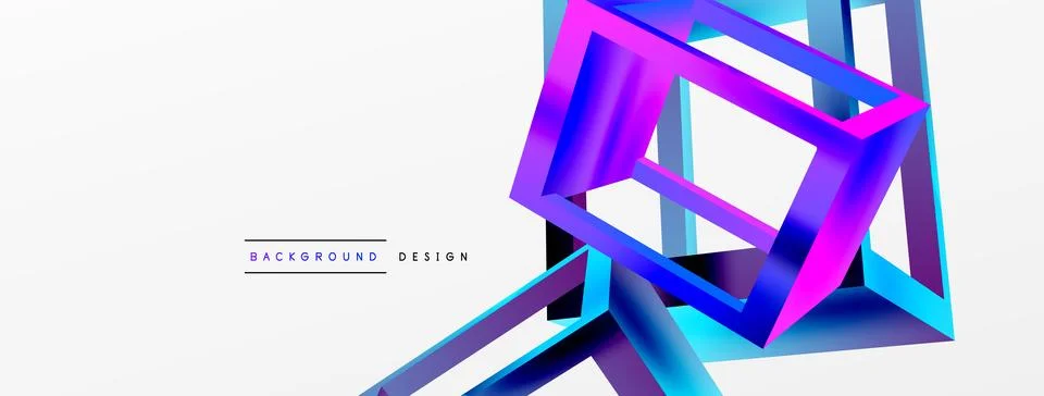 3D cube shapes vector geometric background. Trendy techno business template for Stock Illustration
