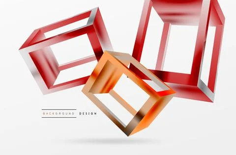 3D cube shapes vector geometric background. Trendy techno business template for Stock Illustration