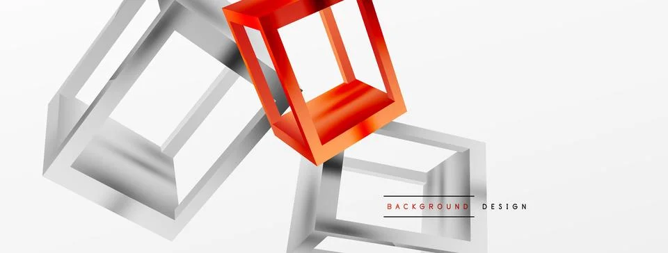 3D cube shapes vector geometric background. Trendy techno business template for Stock Illustration