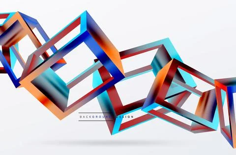 3D cube shapes vector geometric background. Trendy techno business template for Stock Illustration