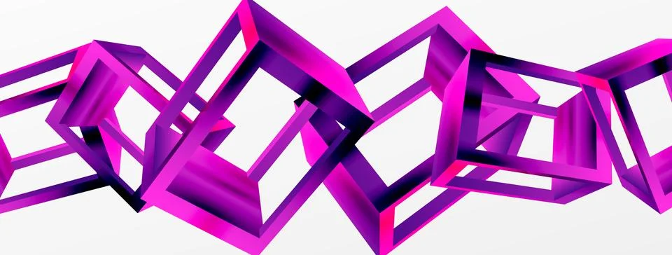 3D cube shapes vector geometric background. Trendy techno business template for Stock Illustration