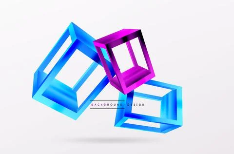 3D cube shapes vector geometric background. Trendy techno business template for Illustrazione stock