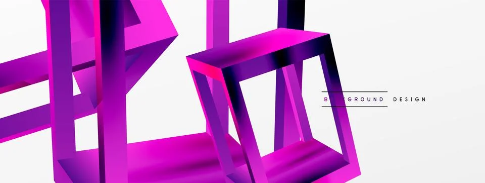 3D cube shapes vector geometric background. Trendy techno business template for Stock Illustration