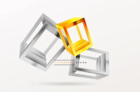 3D cube shapes vector geometric background. Trendy techno business template for Stock Illustration