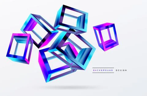 3D cube shapes vector geometric background. Trendy techno business template for Stock Illustration