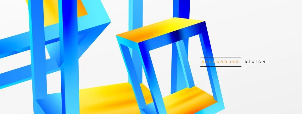 3D cube shapes vector geometric background. Trendy techno business template for Stock Illustration