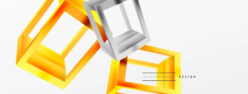 3D cube shapes vector geometric background. Trendy techno business template for Stock Illustration