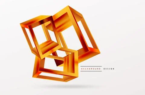 3D cube shapes vector geometric background. Trendy techno business template for Stock Illustration