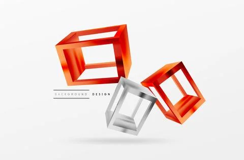 3D cube shapes vector geometric background. Trendy techno business template for Stock Illustration