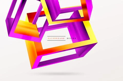 3D cube shapes vector geometric background. Trendy techno business template for Stock Illustration