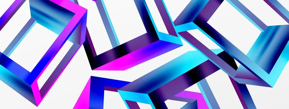 3D cube shapes vector geometric background. Trendy techno business template for Stock Illustration