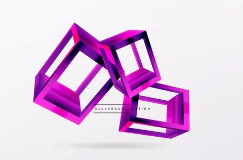 3D cube shapes vector geometric background. Trendy techno business template for Stock Illustration