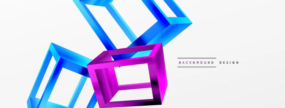 3D cube shapes vector geometric background. Trendy techno business template for Stock Illustration