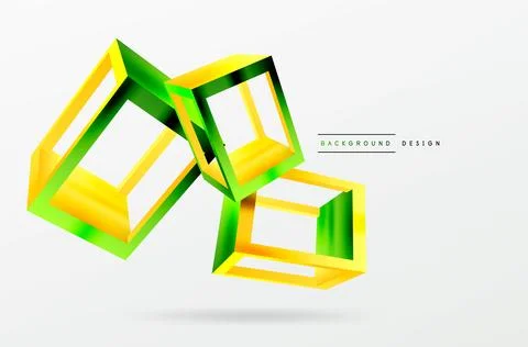 3D cube shapes vector geometric background. Trendy techno business template for Stock Illustration