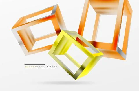 3D cube shapes vector geometric background. Trendy techno business template for Illustrazione stock