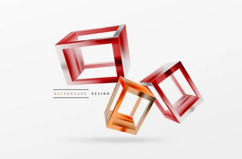 3D cube shapes vector geometric background. Trendy techno business template for Stock Illustration