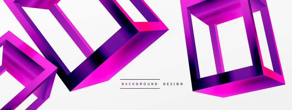 3D cube shapes vector geometric background. Trendy techno business template for Stock Illustration
