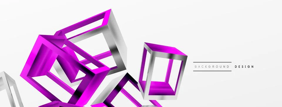 3D cube shapes vector geometric background. Trendy techno business template for Stock Illustration