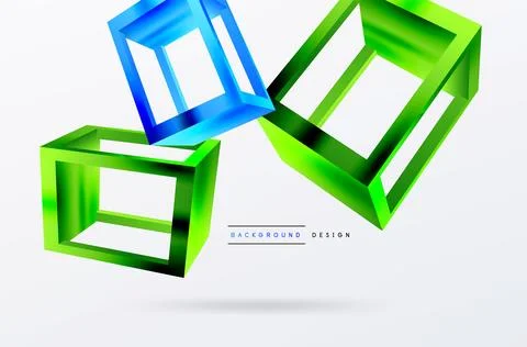 3D cube shapes vector geometric background. Trendy techno business template for 스톡 일러스트