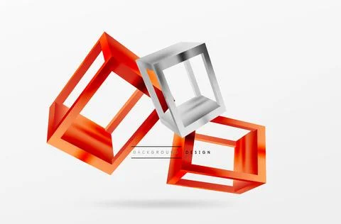 3D cube shapes vector geometric background. Trendy techno business template for 스톡 일러스트