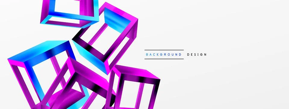 3D cube shapes vector geometric background. Trendy techno business template for Stock Illustration