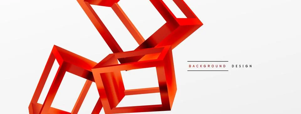 3D cube shapes vector geometric background. Trendy techno business template for Stock Illustration