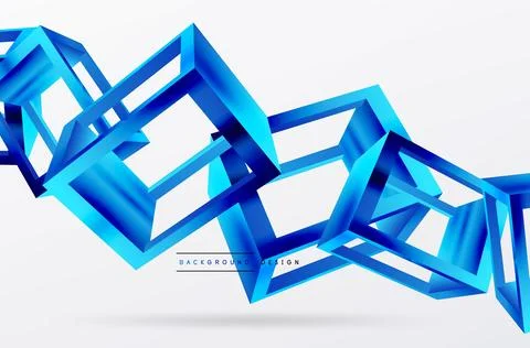 3D cube shapes vector geometric background. Trendy techno business template for Stock Illustration