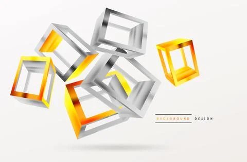 3D cube shapes vector geometric background. Trendy techno business template for Stock Illustration