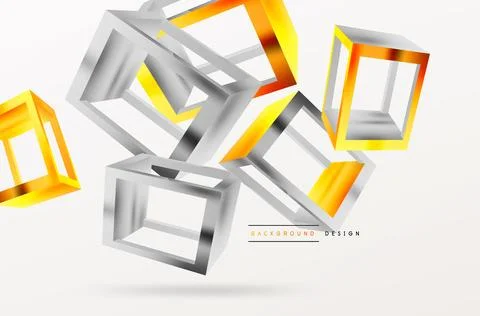 3D cube shapes vector geometric background. Trendy techno business template for Illustrazione stock