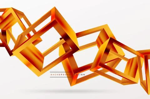 3D cube shapes vector geometric background. Trendy techno business template for Stock Illustration