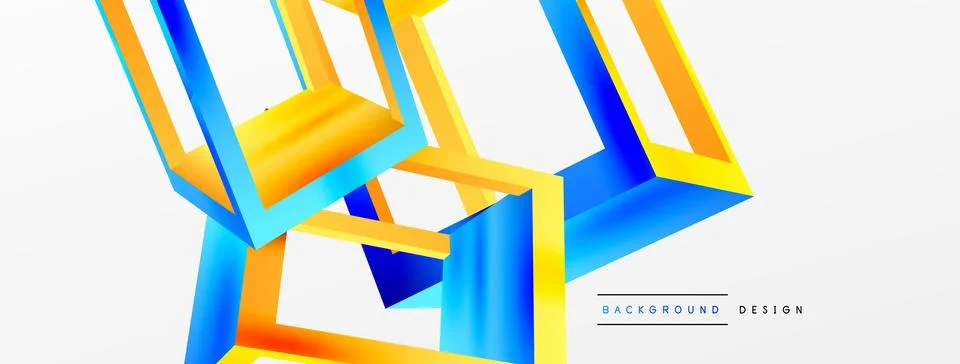 3D cube shapes vector geometric background. Trendy techno business template for Stock Illustration