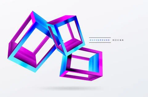 3D cube shapes vector geometric background. Trendy techno business template for 스톡 일러스트