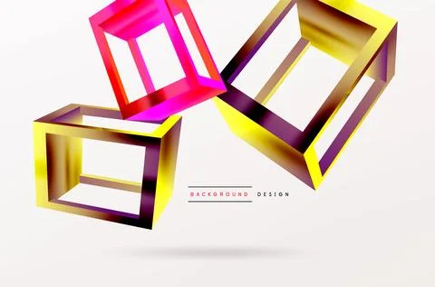 3D cube shapes vector geometric background. Trendy techno business template for Stock Illustration