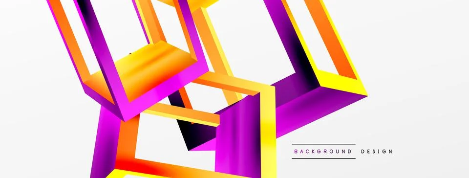 3D cube shapes vector geometric background. Trendy techno business template for Stock Illustration