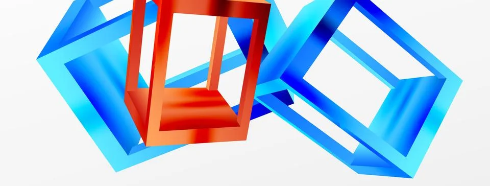 3D cube shapes vector geometric background. Trendy techno business template for 스톡 일러스트