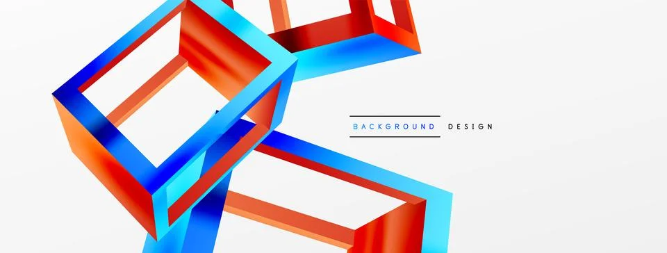 3D cube shapes vector geometric background. Trendy techno business template for Stock Illustration