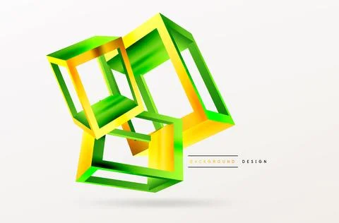 3D cube shapes vector geometric background. Trendy techno business template for Stock Illustration