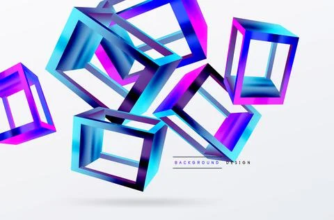 3D cube shapes vector geometric background. Trendy techno business template for 스톡 일러스트