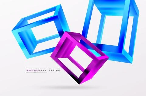3D cube shapes vector geometric background. Trendy techno business template for 스톡 일러스트