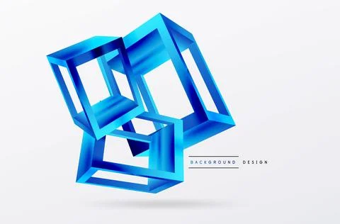 3D cube shapes vector geometric background. Trendy techno business template for Illustrazione stock