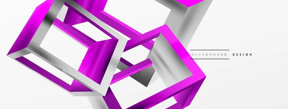 3D cube shapes vector geometric background. Trendy techno business template for 스톡 일러스트