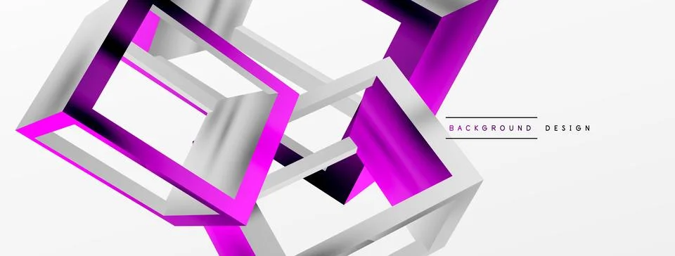 3D cube shapes vector geometric background. Trendy techno business template for Stock Illustration