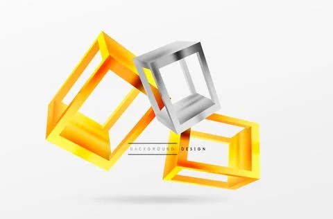 3D cube shapes vector geometric background. Trendy techno business template for 스톡 일러스트