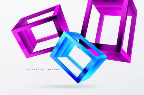 3D cube shapes vector geometric background. Trendy techno business template for Illustrazione stock
