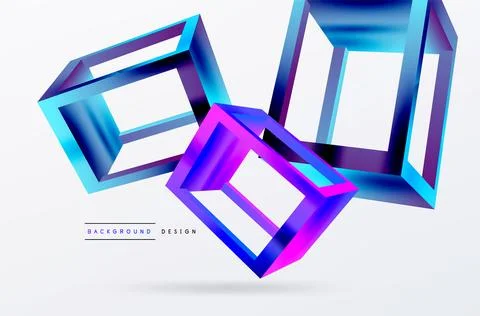 3D cube shapes vector geometric background. Trendy techno business template for Illustrazione stock