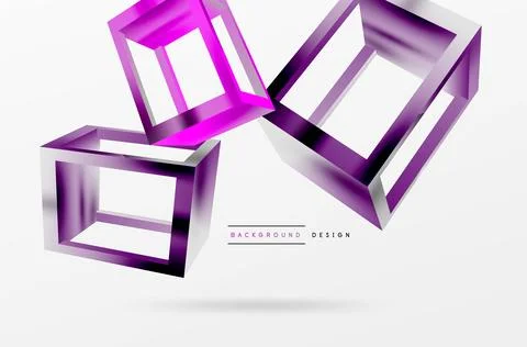 3D cube shapes vector geometric background. Trendy techno business template for Stock Illustration