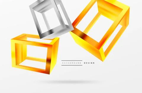 3D cube shapes vector geometric background. Trendy techno business template for Stock Illustration