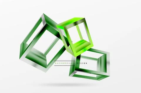 3D cube shapes vector geometric background. Trendy techno business template for Stock Illustration